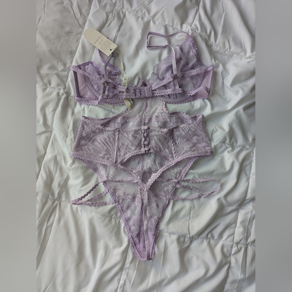 For Love And Lemons Elegant Lace Lingerie Set in Lavender - Picture 8 of 8